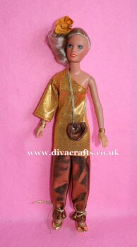 Handmade by Cazjar Kenner Darci Doll Fashion - Gold & Chocolate Outfit