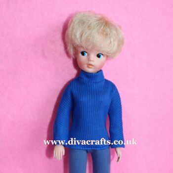 Handmade by Cazjar Pedigree Sindy Fashion - Polo Neck Jumper Only - Royal Blue