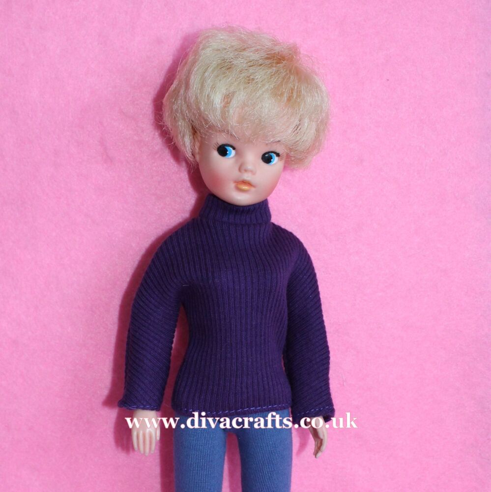 Handmade by Cazjar Pedigree Sindy Fashion - Polo Neck Jumper Only - Purple