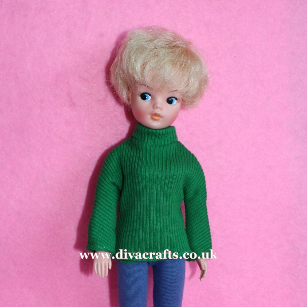 Handmade by Cazjar Pedigree Sindy Fashion - Polo Neck Jumper Only - Emerald Green