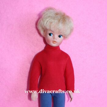 Handmade by Cazjar Pedigree Sindy Fashion - Polo Neck Jumper Only - Red