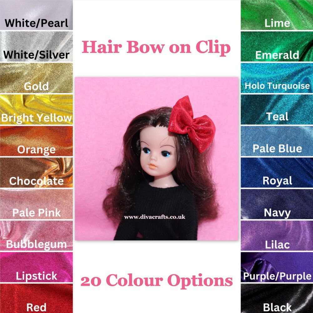 SINDY Doll Hair Bow on Clip - Sparkle (Colour Choice)