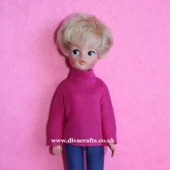 Handmade by Cazjar Pedigree Sindy Fashion - Polo Neck Jumper Only - Cerise