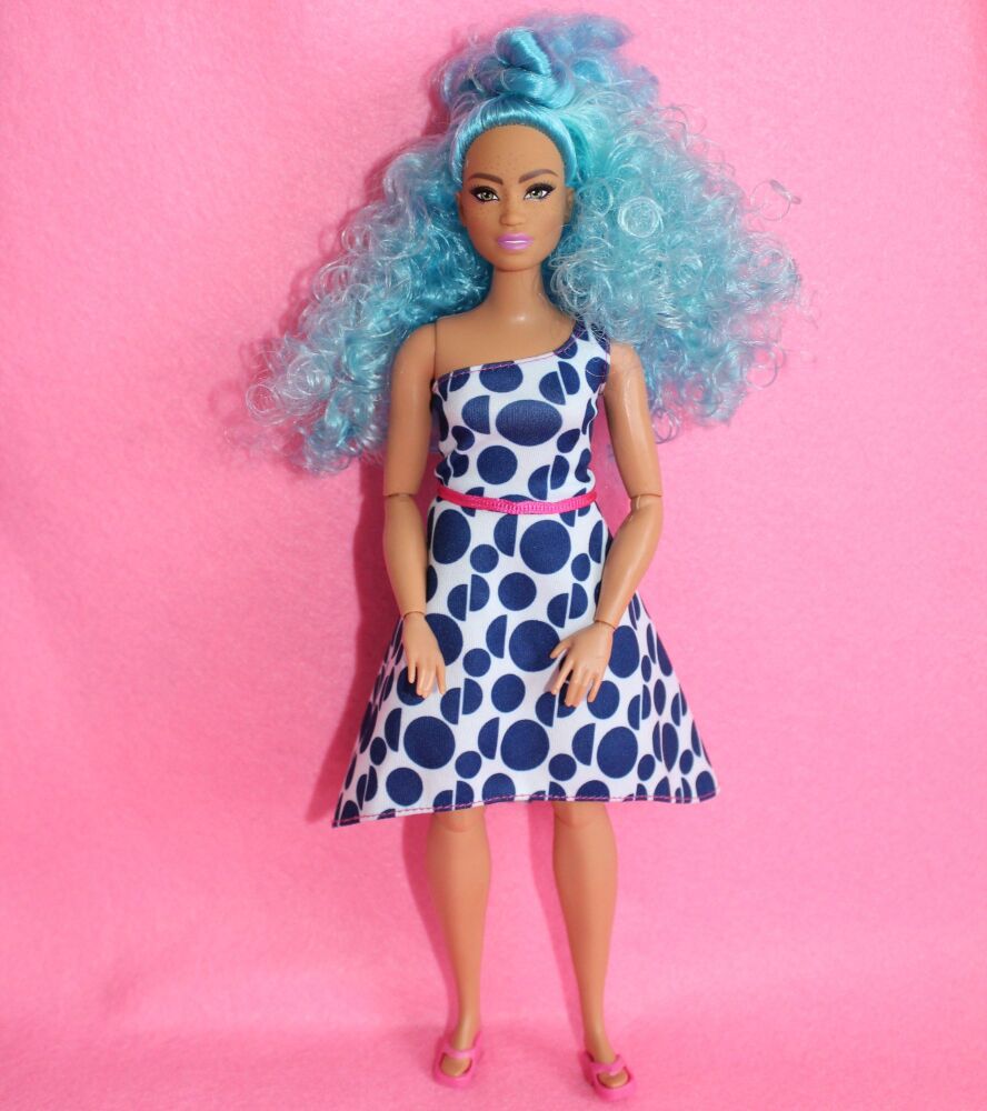 USED - Barbie Extra Curvy Doll with Blue Curly Hair