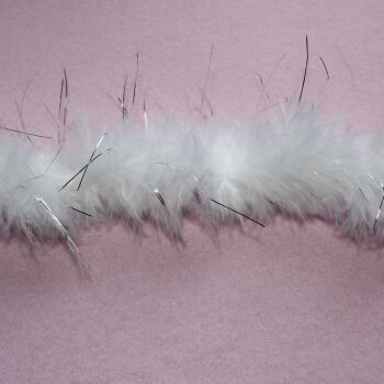 Clearance Item - Marabou White with Silver Tinsel 1 Metre Length