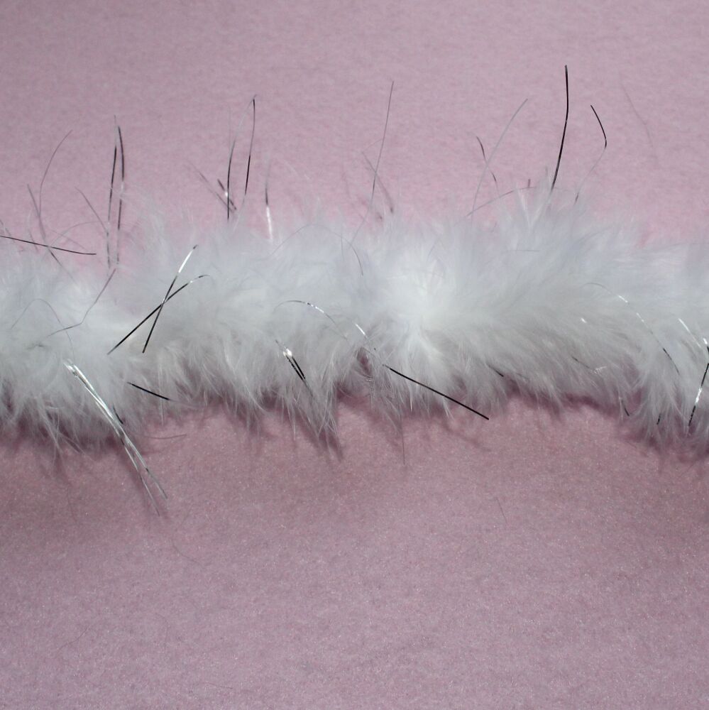 Clearance Item - Marabou White with Silver Tinsel 1 Metre Length