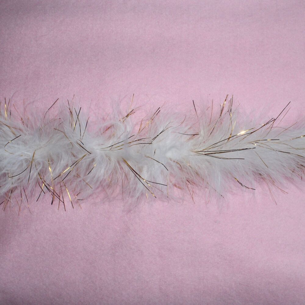Clearance Item - Marabou White with Gold Tinsel 1.5 Metre Length