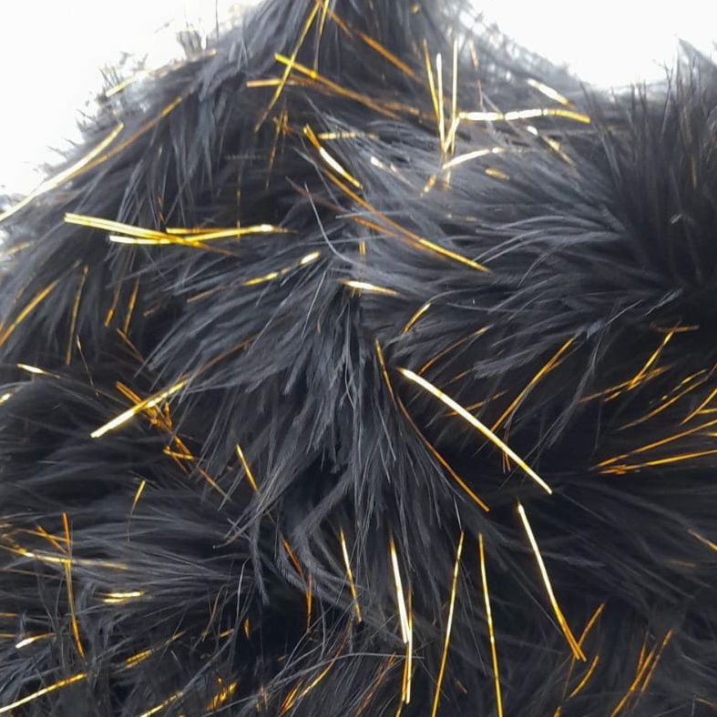 Clearance Item - Marabou Black with Gold Tinsel 2 Metre Length