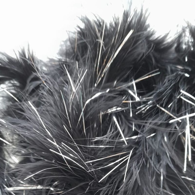 Clearance Item - Marabou Black with Silver Tinsel 2.7 Metre Length