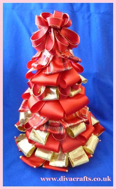 diva crafts christmas ribbon tree free project (2)