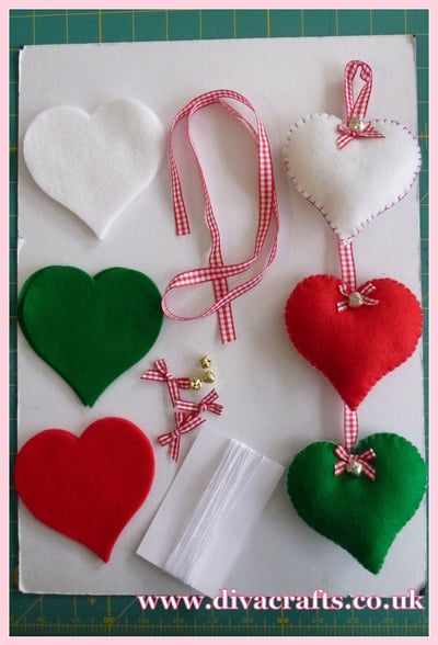 diva crafts hanging felt hearts free project