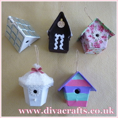 mini decoarted bird houses at Diva Crafts for Diva Makes 8