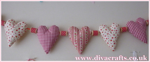 padded heart bunting diva makes at diva crafts