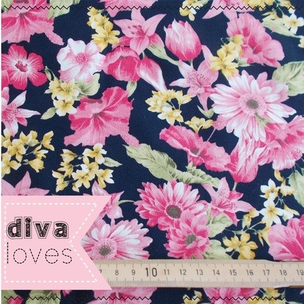 navy with floral fabric Diva Crafts Diva Loves week 115
