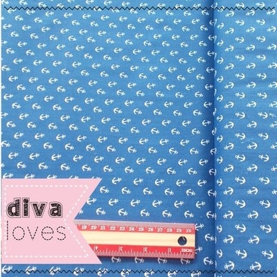 blue anchor cotton fabric diva crafts diva loves week 123
