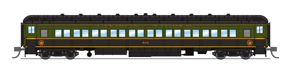 CN 80' Passenger Coach, Green & Black, Single Car