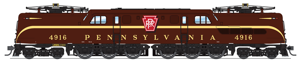 PRR GG1 Electric, #4916, Tuscan Red, Broad Stripe, Buff Lettering & Stripe, Roman Lettering, Paragon3 Sound/DC/DCC