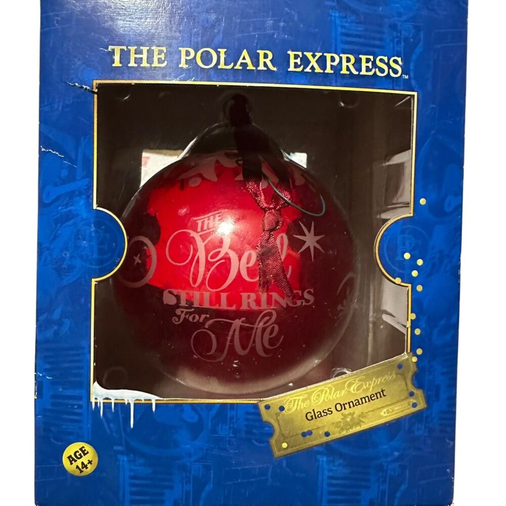 Polar Express The Bell Still Rings For Me Glass Christmas Bauble