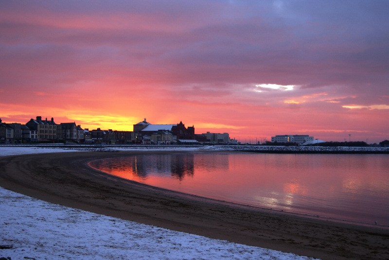 winter-sunset-on-central-beach-by-P-Forster-Morecambe-Bay