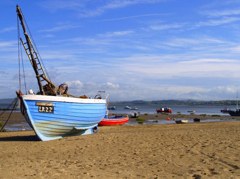 boat-blue-on-beach-in-Morecambe-Bay