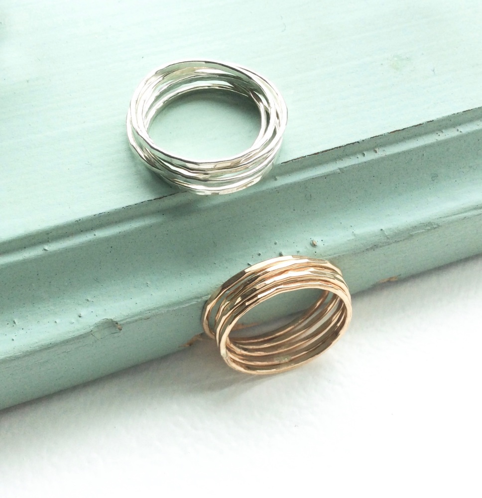<!-- 009 -->Skinny gold fill ring set