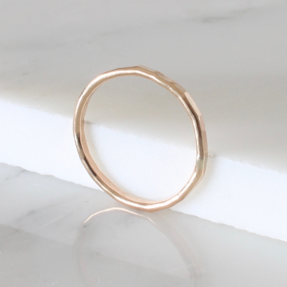 Yellow Gold Fill Hammered Stacking Ring