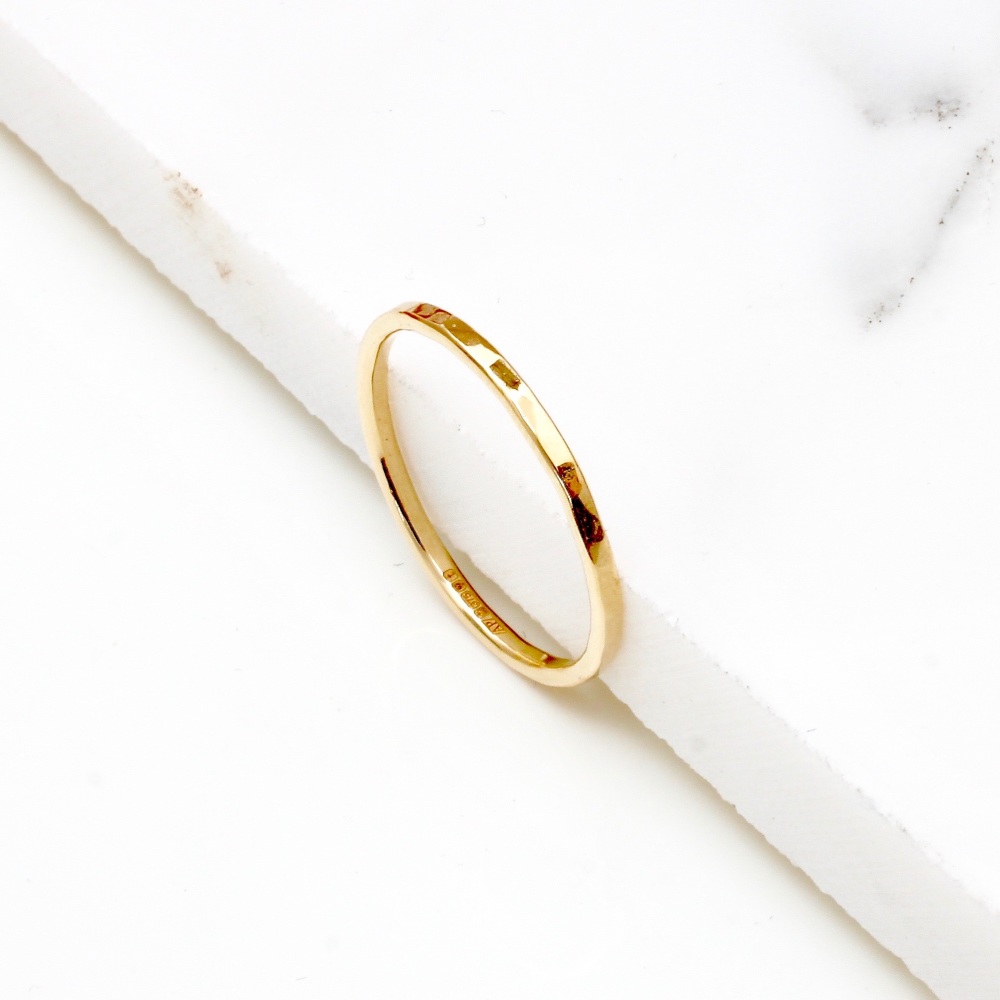 <!--6-->Yellow gold fill hammered stacking ring