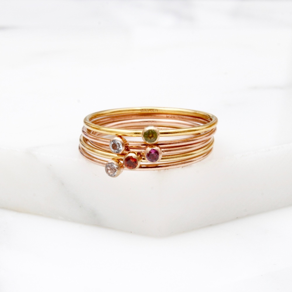 Skinny gemstone ring