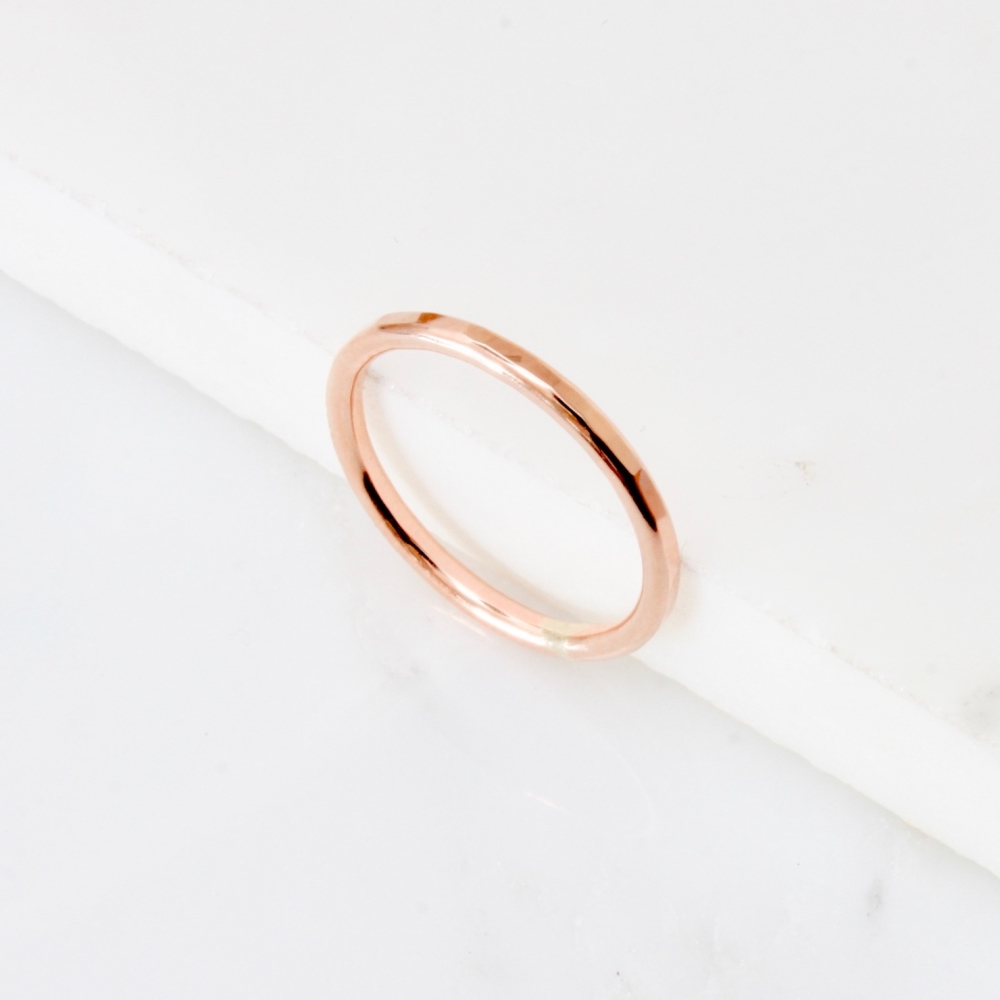 <!--6-->Rose gold fill  hammered stacking ring