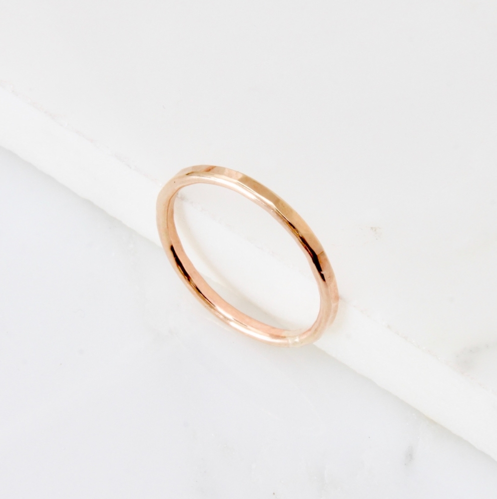 <!--6-->Yellow gold fill hammered stacking ring