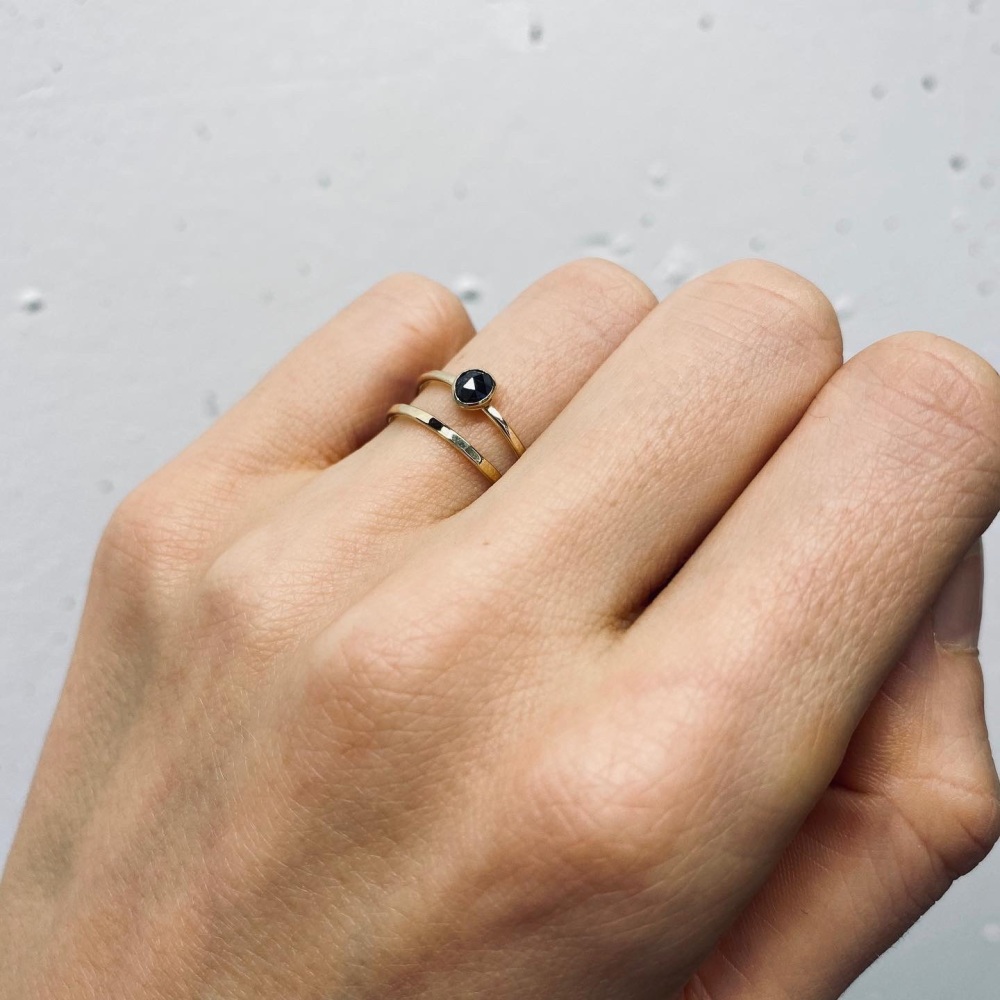 <!-- 1 -->Solid Gold Black Diamond ring set