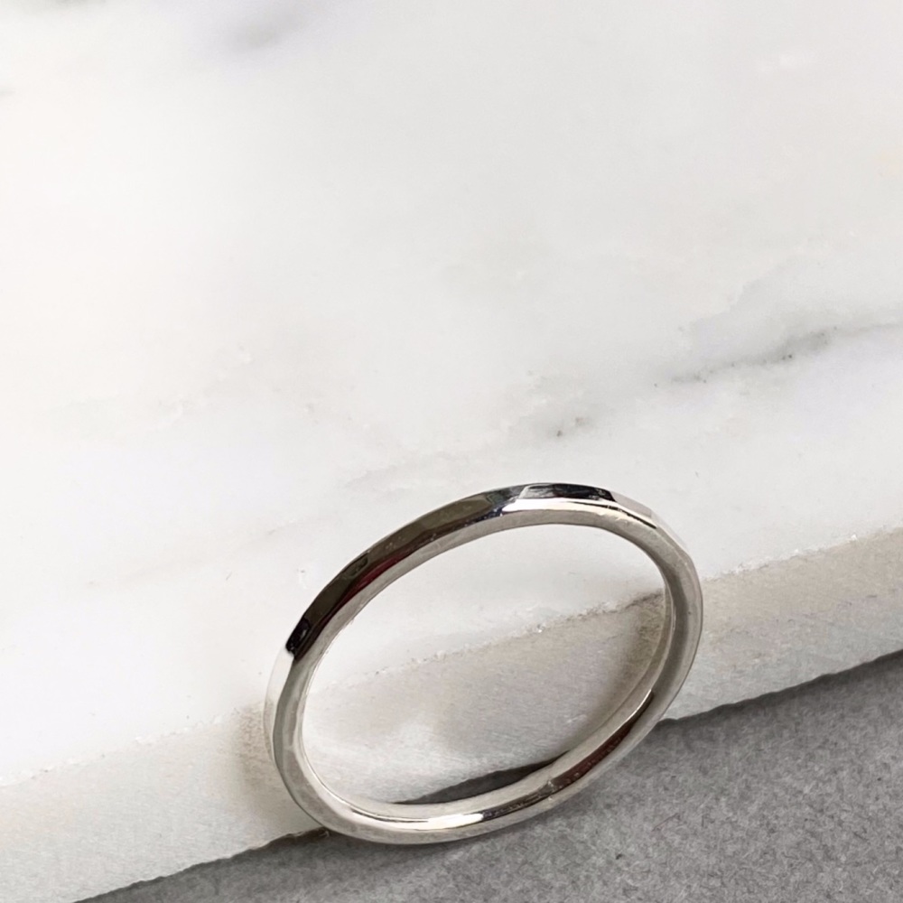 Sterling Silver Hammered Stacking Ring