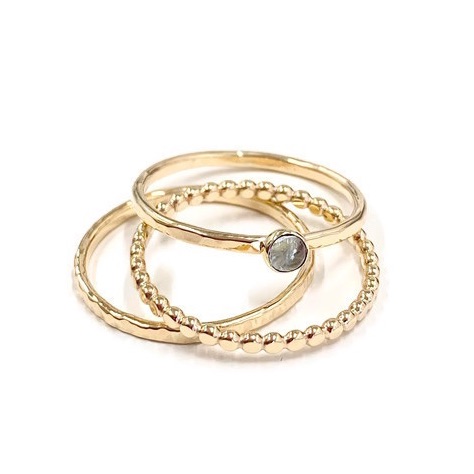 Solid 9ct Gold Beaded Stacking Ring