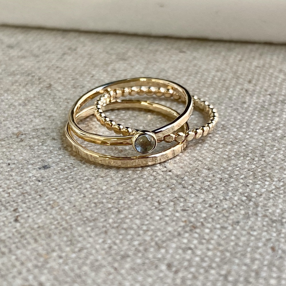  9ct Aquamarine Gold Stacking Ring