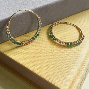  Wrapped Green onyx Hoops