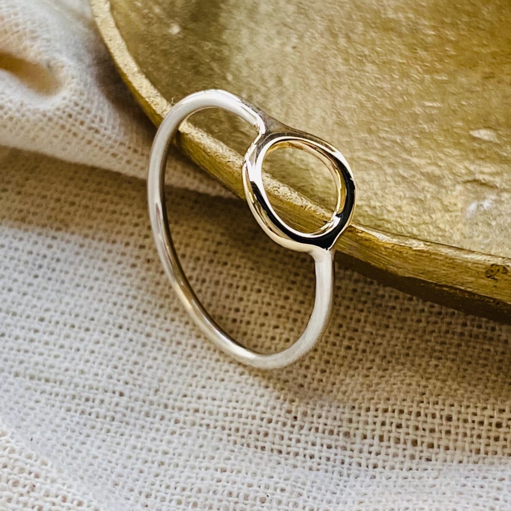 <!-- 01 -->Silver and Solid Gold Circle Ring