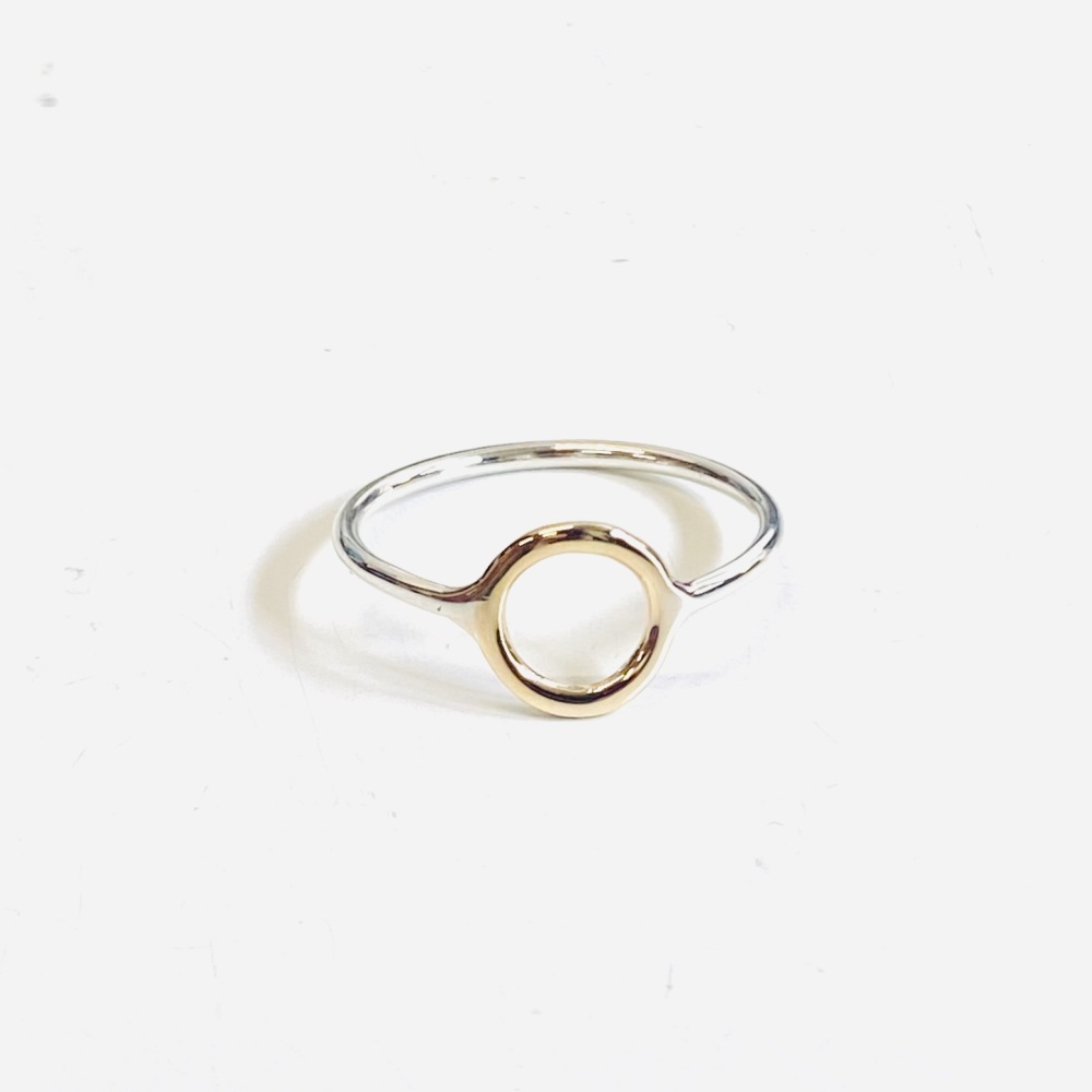 Silver and Solid Gold Circle Ring