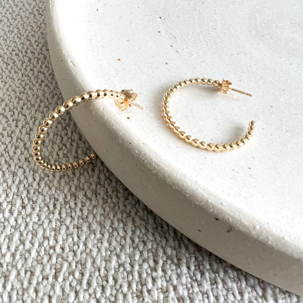  Large Beaded Ball Hoop Earrings