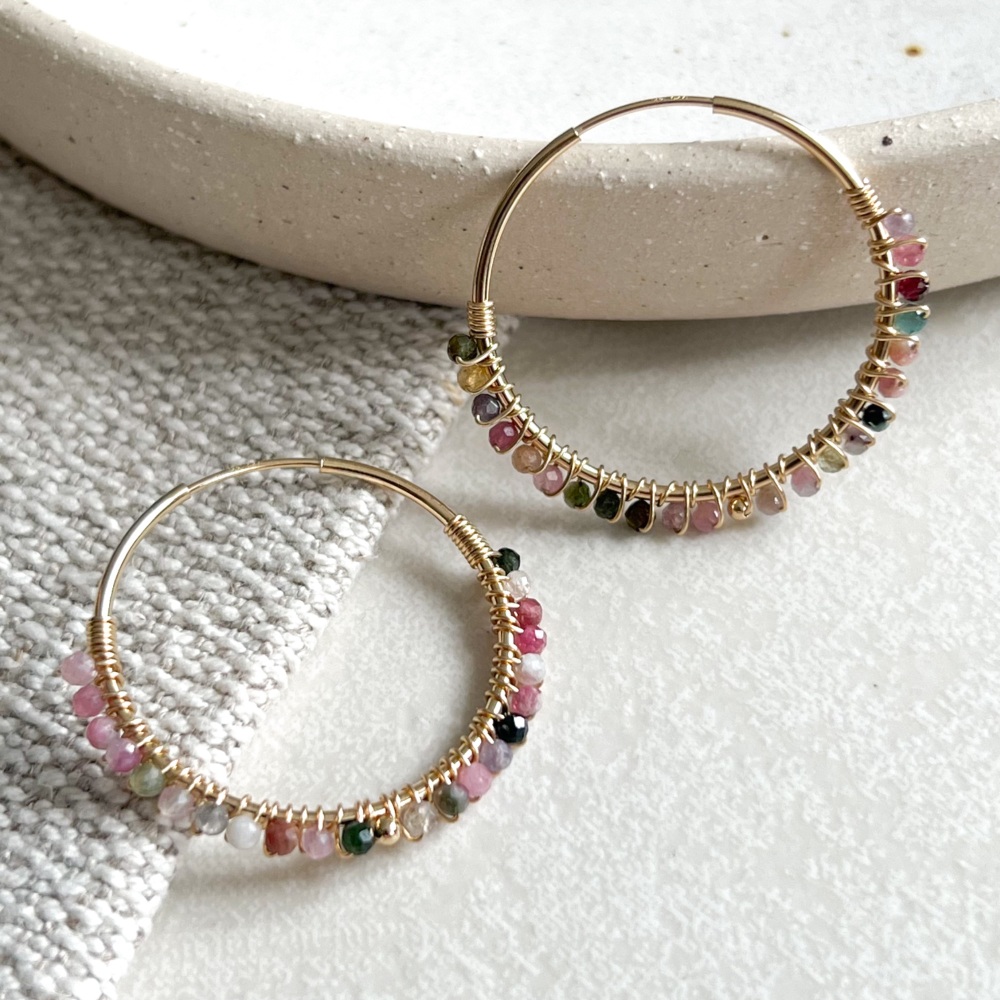  Wrapped Tourmaline  Hoops