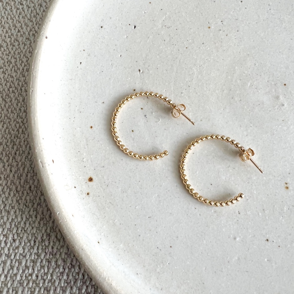  Small Beaded  Ball Hoop Earrings