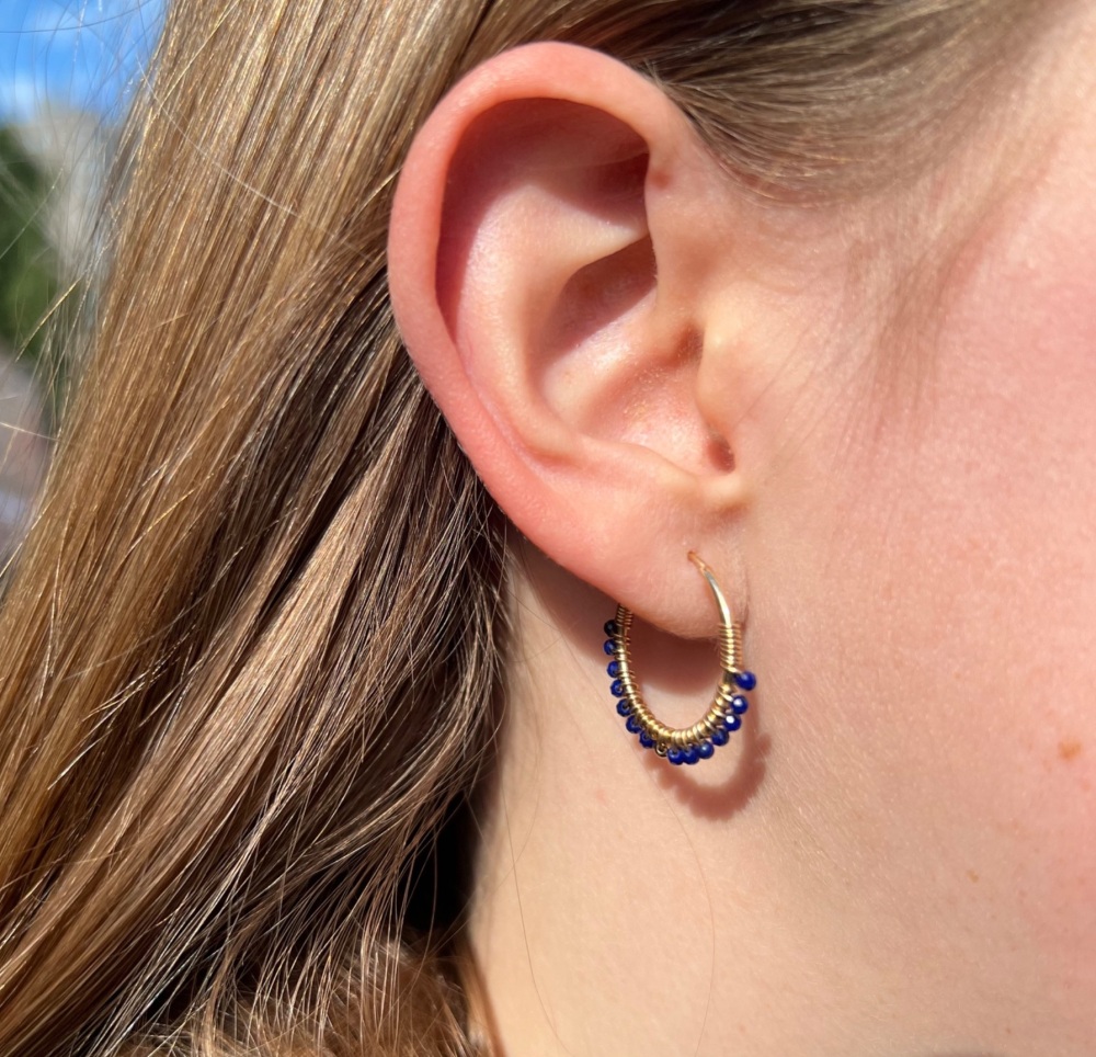  Mini Lapis lazuli Wrapped Hoops
