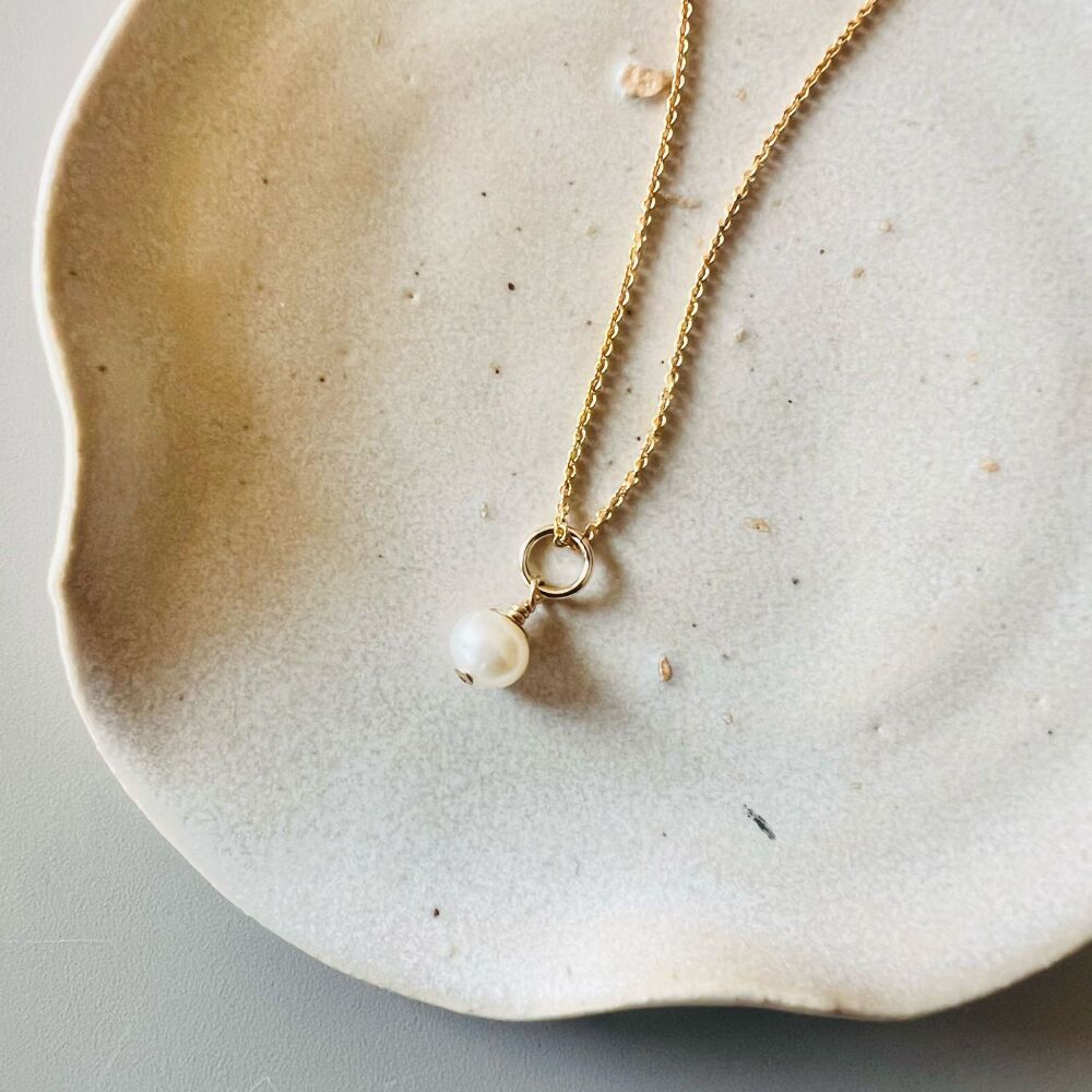 Mini Round Pearl Drop Necklace