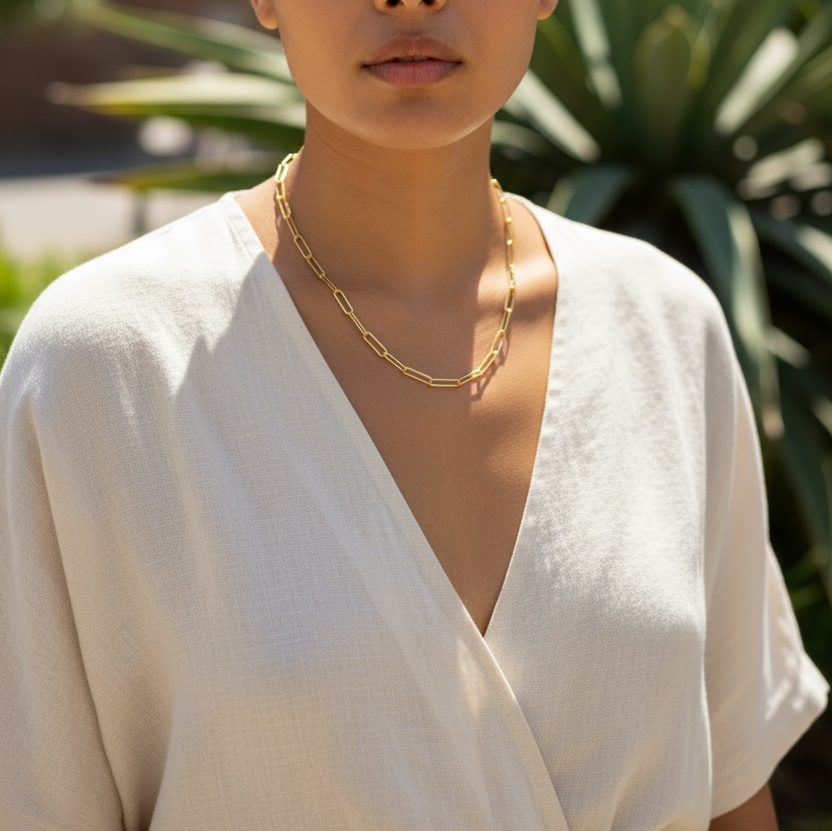 Paper link chain necklace