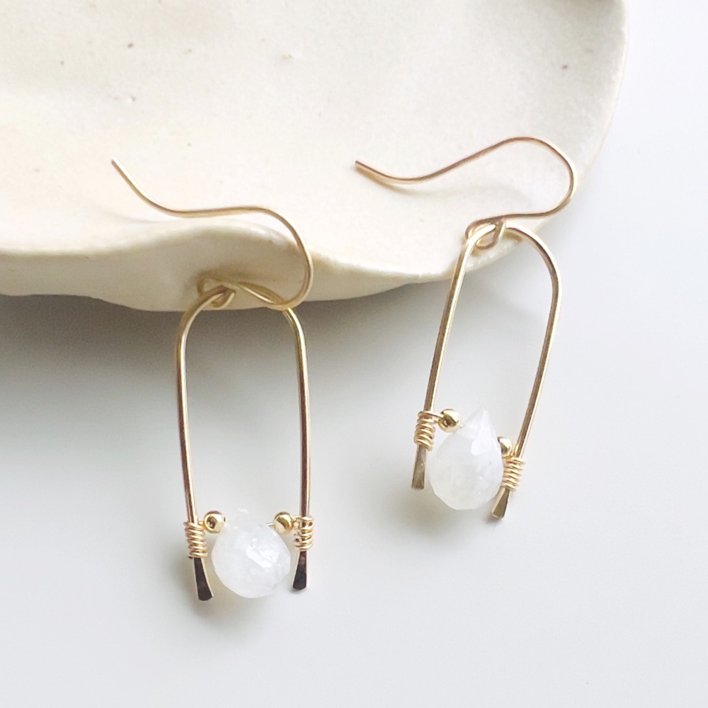 Moonstone Horseshoe drop earrings