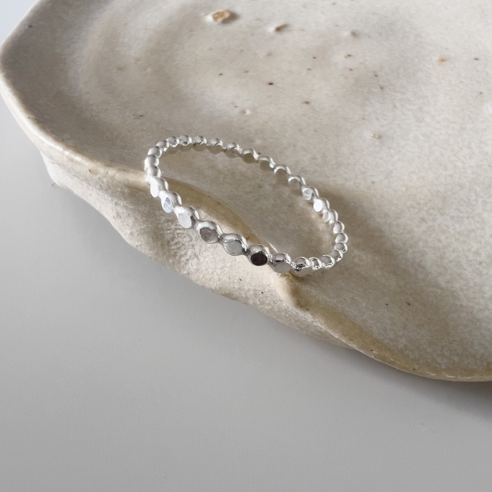 Flat Beaded Stacking Ring