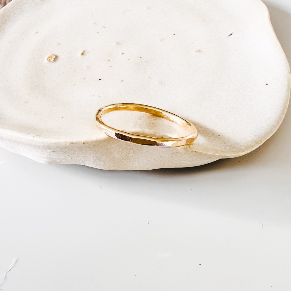 Yellow Gold Fill Hammered Stacking Ring