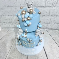 1st birthday cake teddy blue