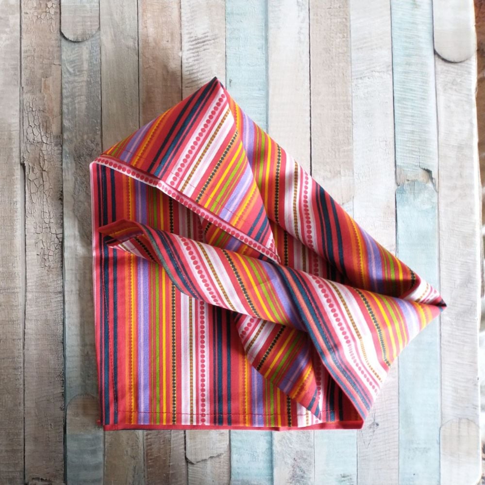 Brightly Striped Square Tie On Dog Bandana