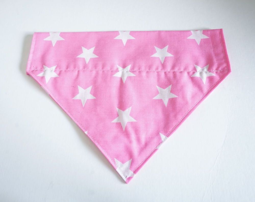 Pink Star Over Collar/Collar Slide Dog Bandana