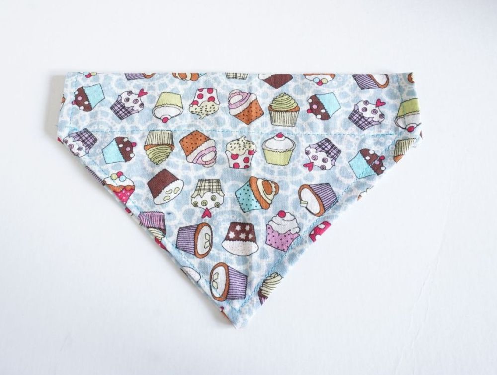 Blue Cupcakes Collar Slide/Over Collar Dog Bandana